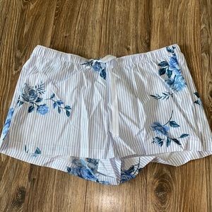blue floral and stripped shorts